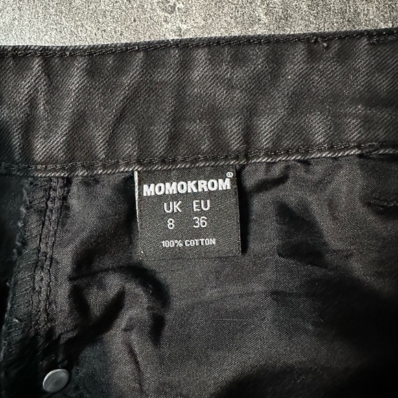 Momokrom Distressed Black High Rise Jean Shorts Size 4 - Picture 4 of 4